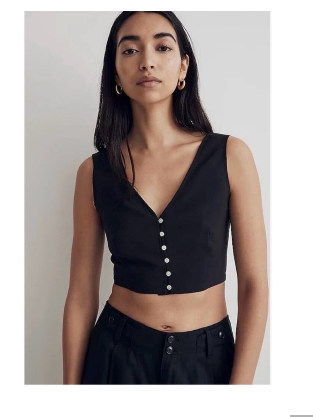 NWT Madewell Softdrape Gwen Crop Vest Top Black sz. 2